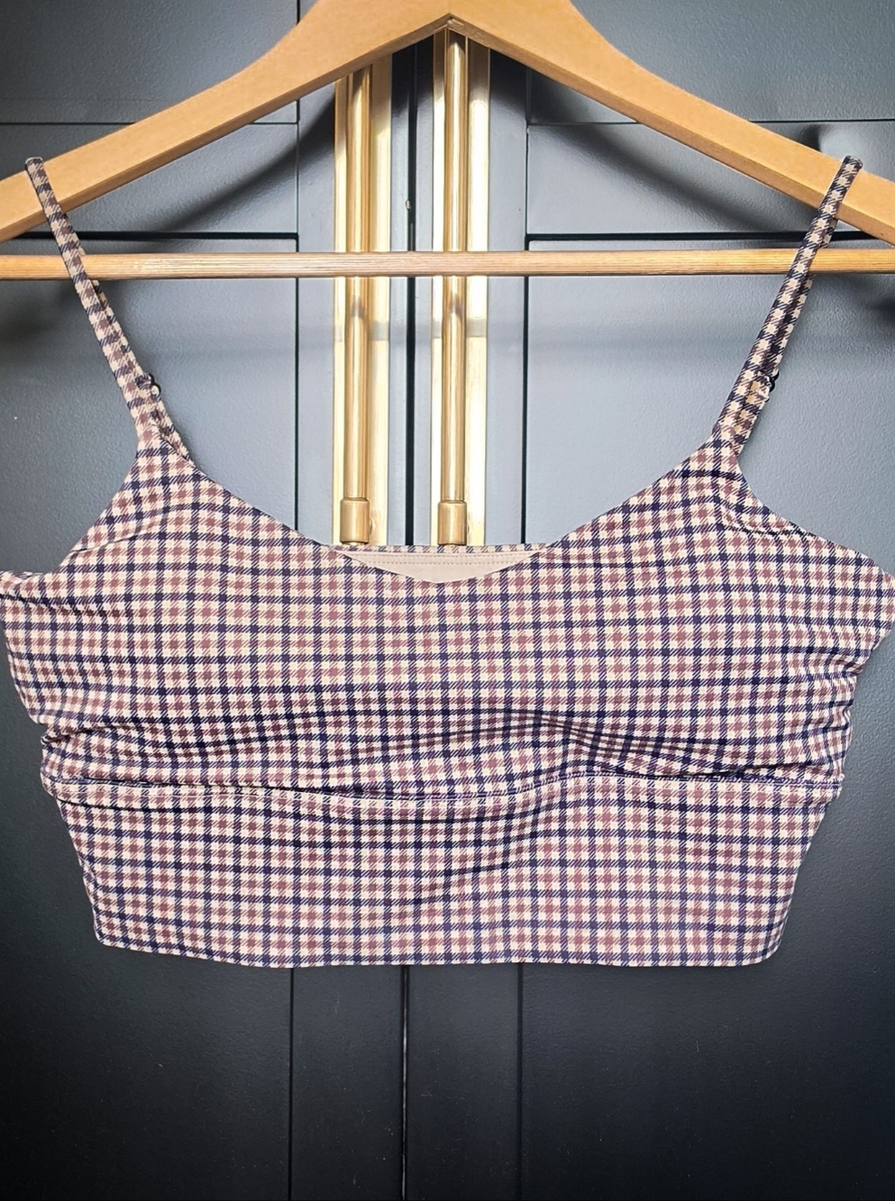 Checked Cropped Sports Bralette Adjustable